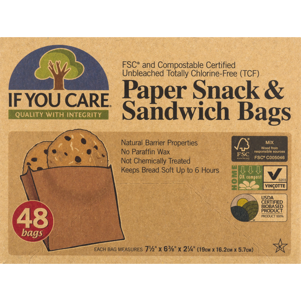 Food Storage If You Care Paper Snack & Sandwich Bags hero