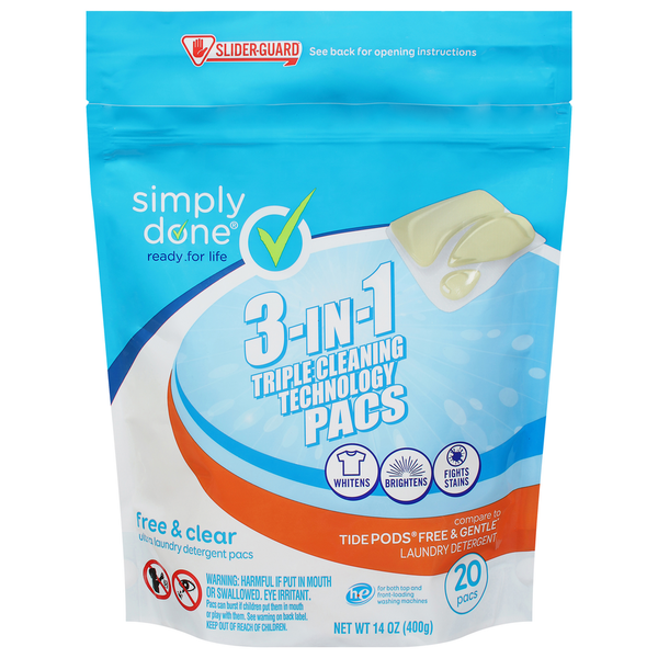 Laundry Simply Done Laundry Detergent Pacs, Ultra, Free & Clear hero