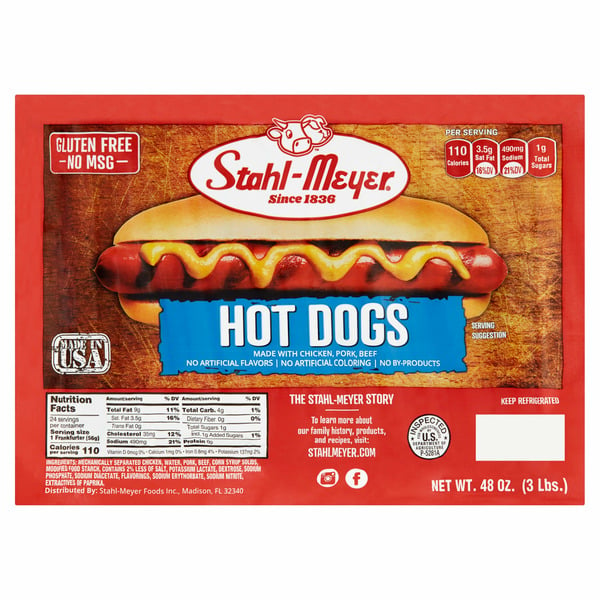 Hot Dogs, Bacon & Sausage Stahl-meyer Hot Dogs 24 Count 48 Oz hero