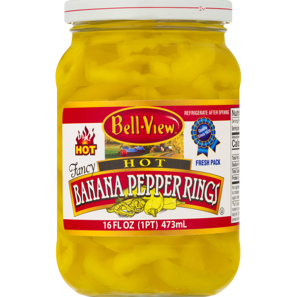 Canned & Jarred Vegetables Bell-View Banana Pepper Rings, Hot, Fresh Pack hero