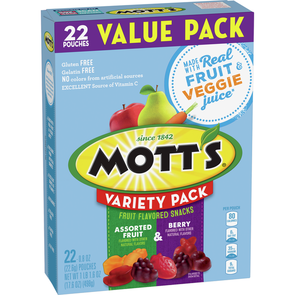 Fruit & Vegetable Snacks Mott’s Gluten Free Assorted Fruit and Berry Flavored Fruit Snacks Variety Pack hero