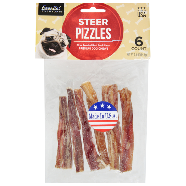 Dog Food & Care Essential Everyday Dog Chews, Premium, Slow Roasted Real Beef Flavor, Steer Pizzles hero