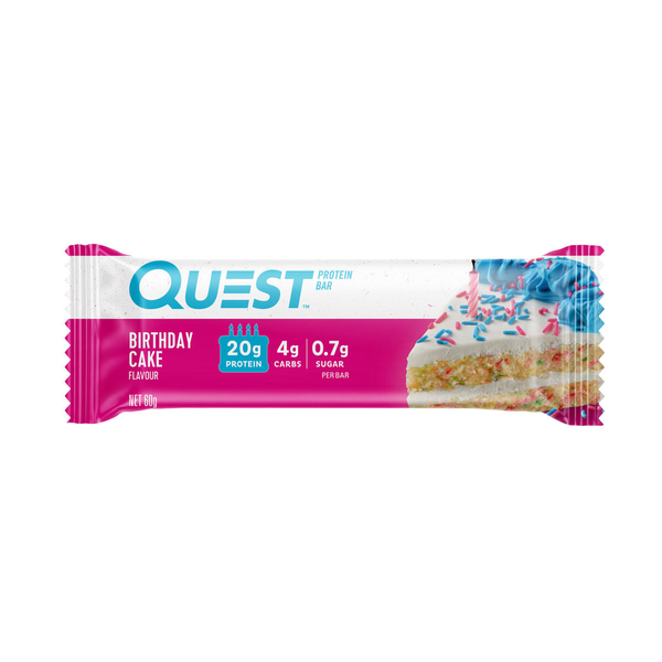 Bakery Desserts Quest Birthday Cake Protein Bar, High Protein, Low Carb. hero