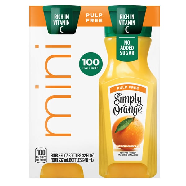 Juice & Nectars Simply Orange Pulp Free Juice Bottles hero