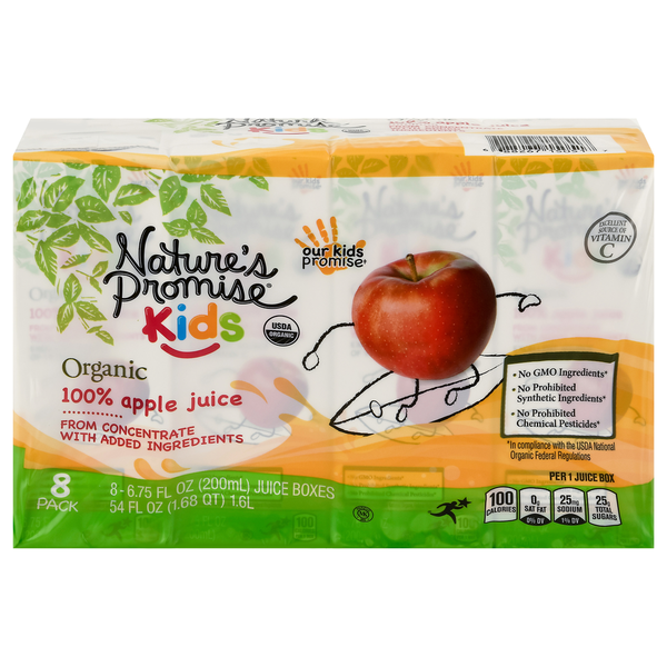 Juice & Nectars Nature's Promise 100% Juice, Organic, Apple, 8 Pack hero