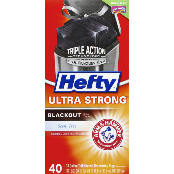 Trash Bags & Liners Hefty Scent Free Blackout Tall Drawstring Kitchen Bags hero