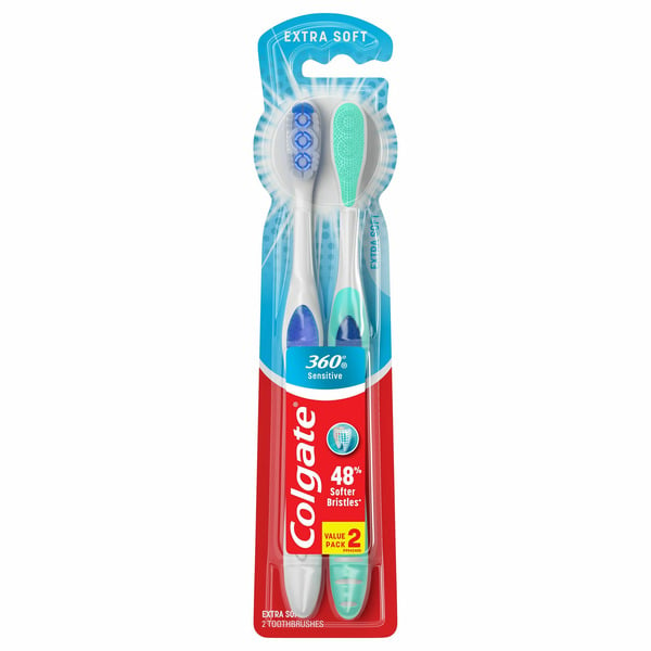 Oral Hygiene Colgate 360 Extra Soft Toothbrushes for Sensitive Teeth and Gums hero