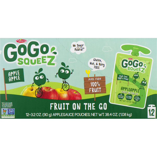 Canned/Pouch Fruit & Applesauce GoGo Squeez Apple Sauce, Apple Apple, 12 Pack hero