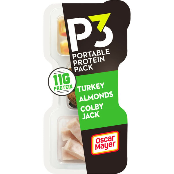 Trail Mix & Snack Mix P3 Portable Protein Snack Pack with Turkey, Almonds & Cheese hero