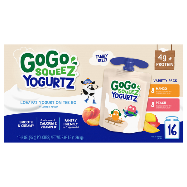 Yogurt GoGo Squeez Yogurt, Mango/Peach, Low Fat hero