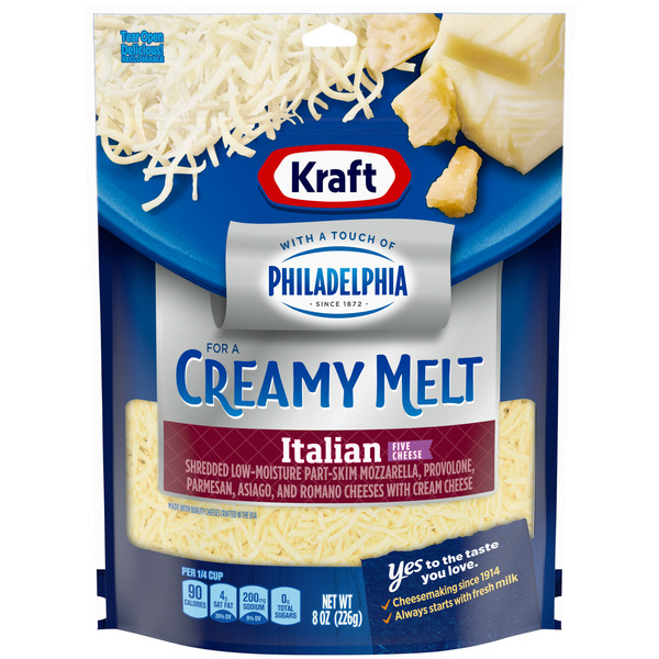 Packaged Cheese Kraft Shredded Philadelphia Creamy Melt Italian Five Cheese hero