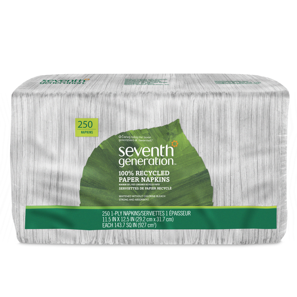 Paper Goods and Plastic Seventh Generation Napkins 100% Recycled Paper White hero