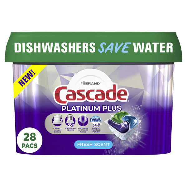 Cascade Platinum Plus Dishwasher Detergent Pods, Fresh hero