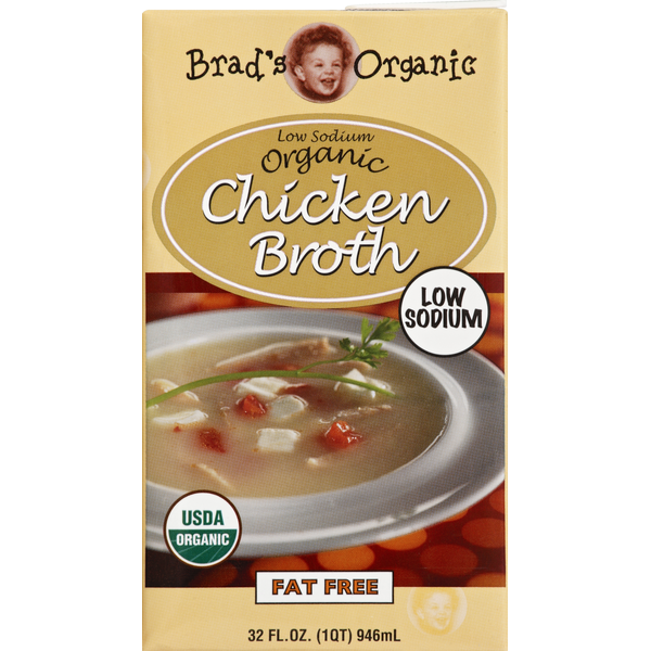 Soup, Broth & Bouillon Brads Organic Broth, Organic, Low Sodium, Chicken hero