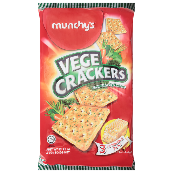 Crackers Munchy's Vege Crackers, 3 Convenient Packs hero