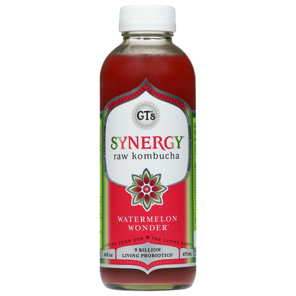 Refrigerated GT's Living Foods Kombucha, Raw, Watermelon Wonder hero