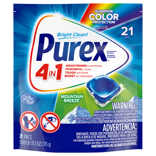 Laundry Purex Detergent, Concentrated, 4 in 1, Mountain Breeze hero