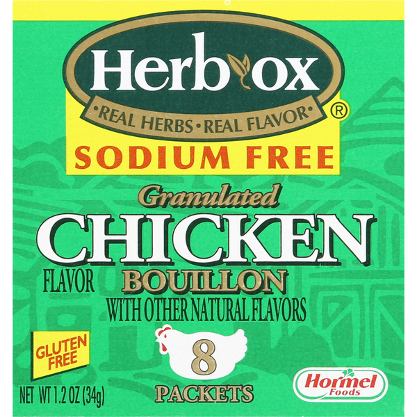 Soup, Broth & Bouillon Hormel Foods HERB-OX Bouillon, Sodium Free, Chicken Flavor, Granulated, 8 Pack hero