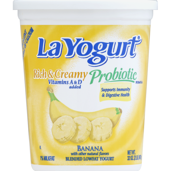 Yogurt La Yogurt Yogurt, Lowfat, 1% Milkfat, Banana hero