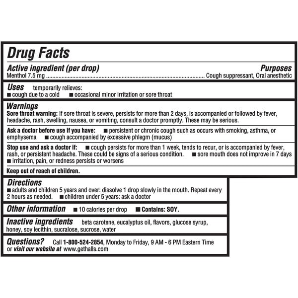 Coborn's Marketplace Halls Relief Honey Lemon Cough Suppressant/Oral  Anesthetic Menthol Drops Same-Day Delivery or Pickup | Coborn's