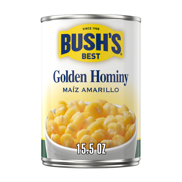 Canned Meals & Beans Bush's Best Golden Hominy hero