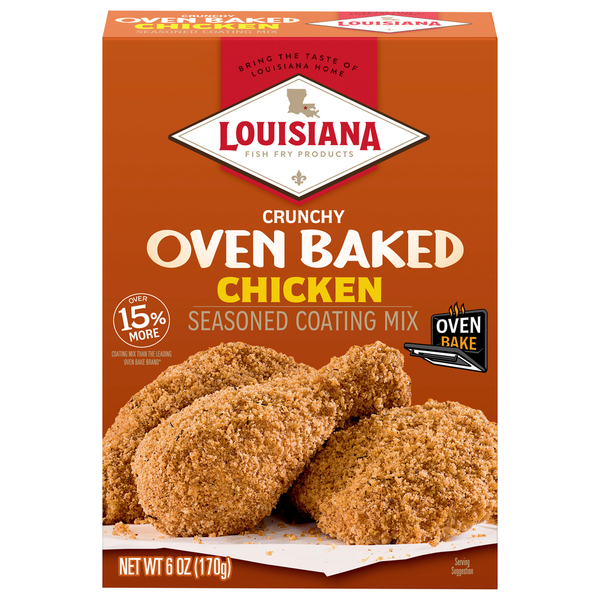 Prepared Meals Louisiana Fish Fry Products Seasoned Coating Mix, Chicken, Crunchy, Oven Baked hero