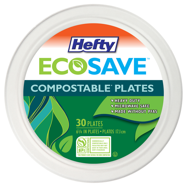 Plates, Bowls, Cups & Flatware Hefty Plates, Compostable hero