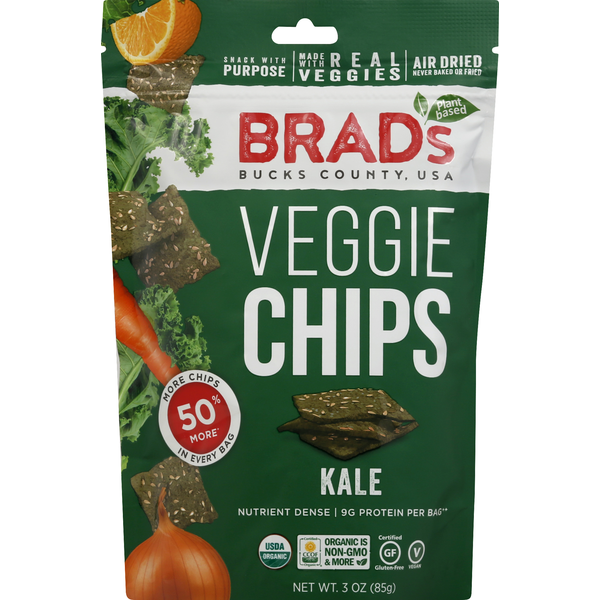 Fruit & Vegetable Snacks Brad's Plant Based Veggie Chips, Kale hero