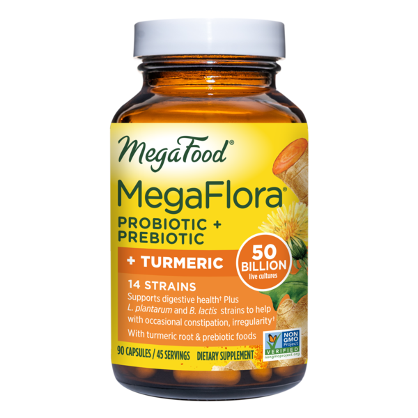 Digestive Aids/Enzymes/Cleanses MegaFood MegaFlora® Probiotic + Prebiotic, + Turmeric, 50 Billion hero