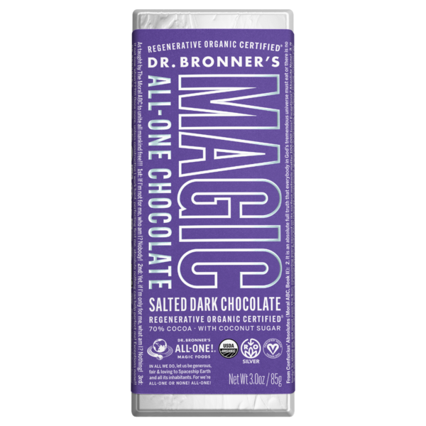 Mushrooms, Herbs & Tinctures Dr. Bronner's Salted Dark Chocolate Bar hero