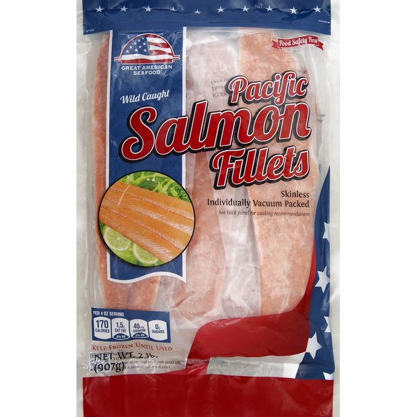 Frozen Meat & Seafood Great American Seafood Salmon Fillets hero