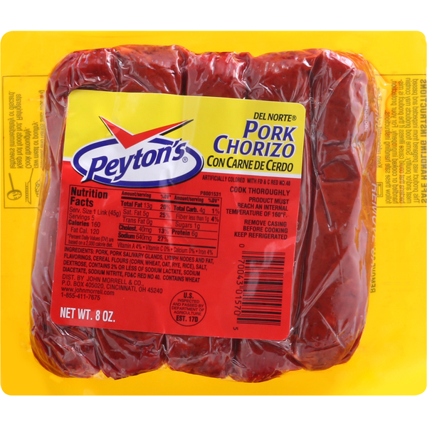 Packaged Meat Peyton's Pork Chorizo, Del Norte hero