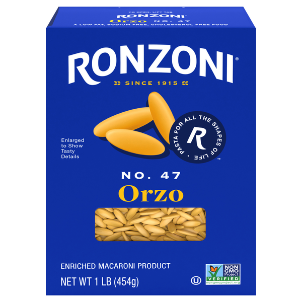 Dry Pasta & Noodles Ronzoni Orzo, 16 oz, Non-GMO, Rice-Shaped Pasta for Soups and Salads hero