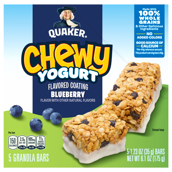 Breakfast Bars & Pastries Quaker Granola Bars, Chewy Yogurt, Blueberry hero