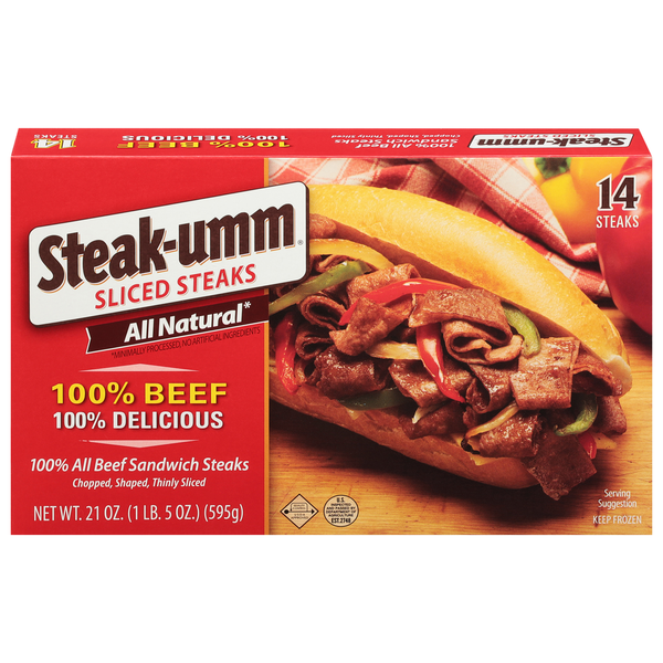 Frozen Meat Steak-umm Steaks, Sliced hero