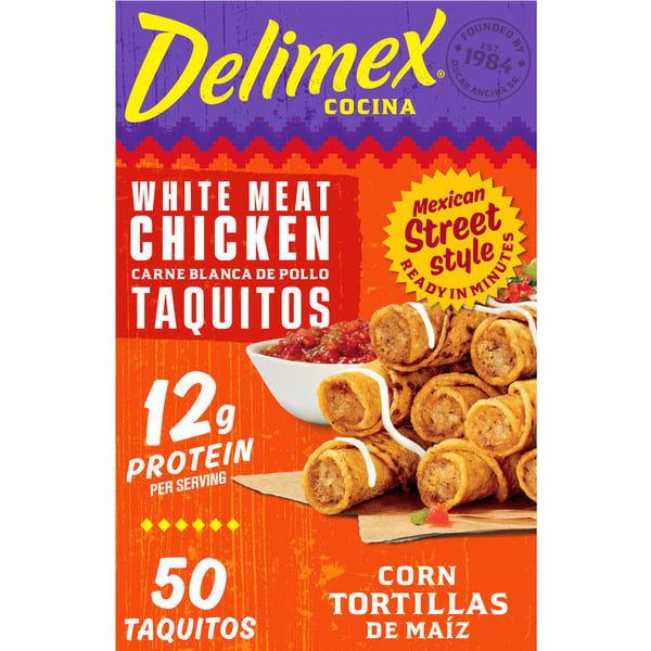 Delimex Chicken Corn Taquitos Frozen Snacks hero