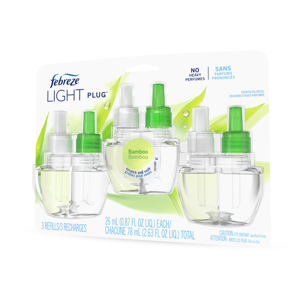 Febreze LIGHT PLUG Air Freshener, Bamboo, Oil Refills hero