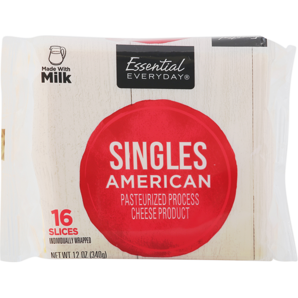 Packaged Cheese Essential Everyday Cheese Slices, American, Singles hero