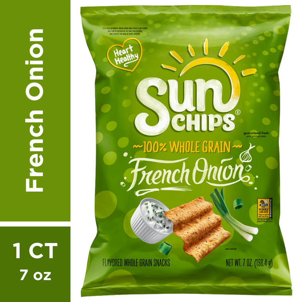 Potato Chips,Tortilla & Pretzels Sun Chips Flavored Whole Grain Snacks, French Onion hero