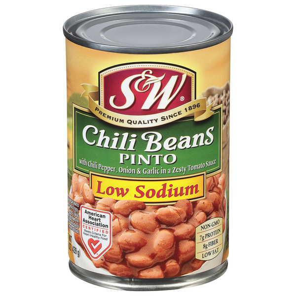 Canned Meals & Beans S&W Chili Beans, Low Sodium, Pinto hero