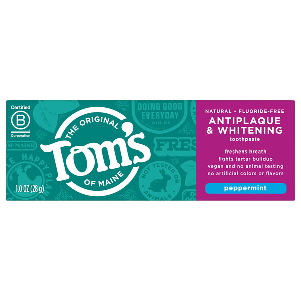 Oral Hygiene Tom's of Maine Fluoride-Free Natural Toothpaste, Peppermint hero