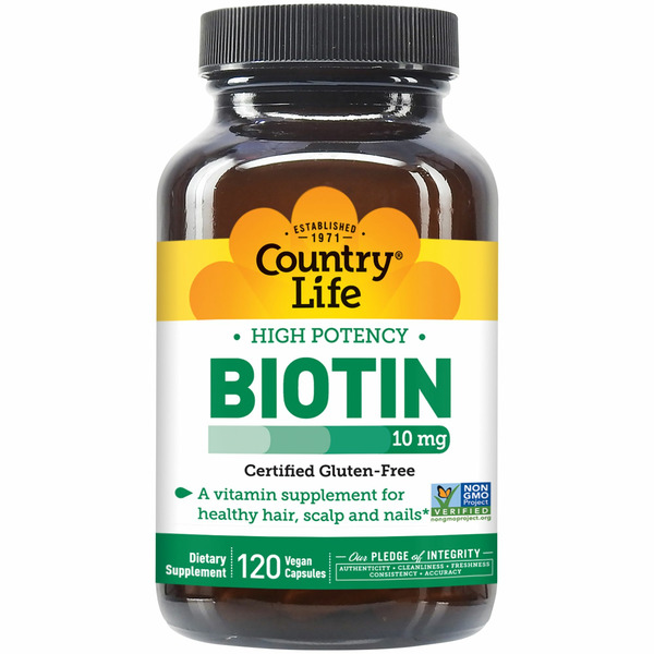 Vitamin B Country Life Biotin, High Potency, 10 mg, Vegan Capsules hero