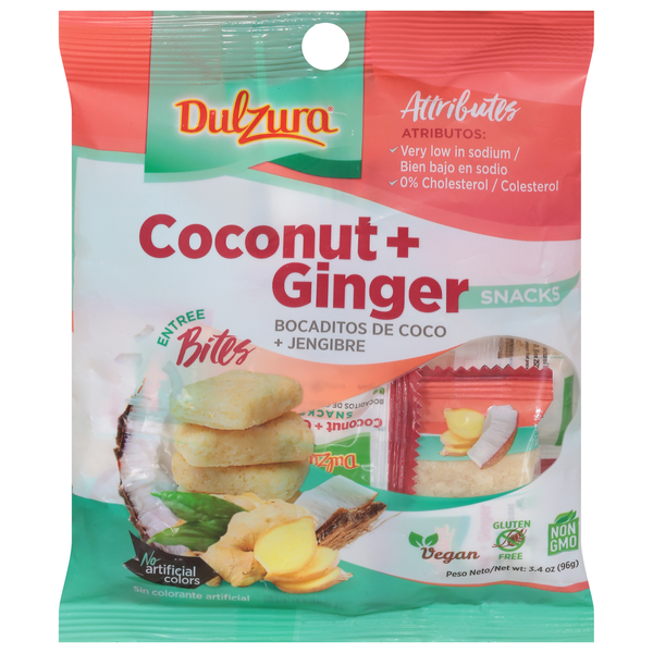 Chips & Pretzels Dulzura Borincana Snacks, Coconut + Ginger, Bites hero