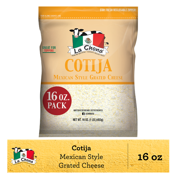 Latino Foods La Chona Cotija Mexican Style Grated Cheese hero