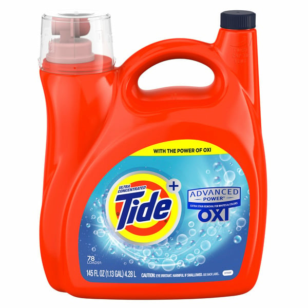 Laundry Tide Tide Advanced Power Ultra Concentrated Liquid Laundry Detergent with Oxi, Original, 145 fl oz hero