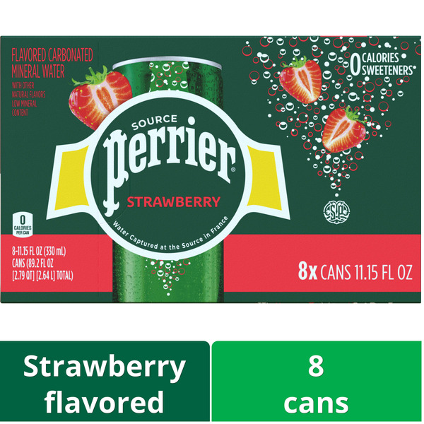 Water, Seltzer & Sparkling Water Perrier Strawberry Flavored Sparkling Water Sleek Cans hero