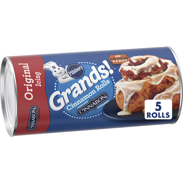 Refrigerated Dough & Biscuits Pillsbury Grands! Cinnabon Cinnamon and Original Icing Cinnamon Rolls hero