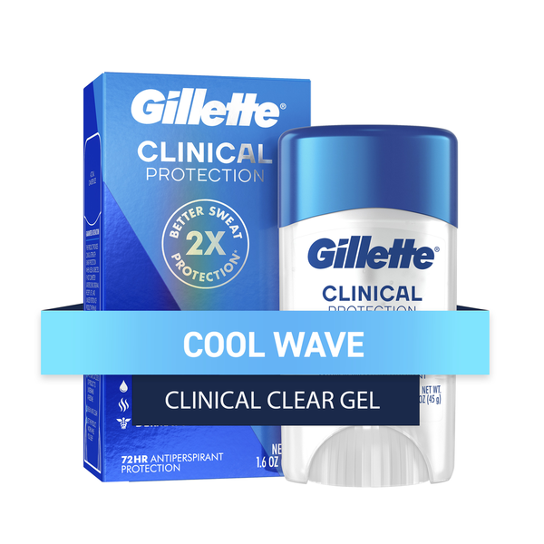 Body Lotions & Soap Gillette Deodorant for Men, Clinical Clear Gel, Cool Wave, 72 Hr. Sweat Protection hero