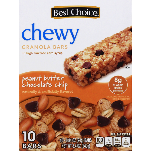 Candy & Chocolate Best Choice Granola Bars, Chewy, Peanut Butter Chocolate Chip hero