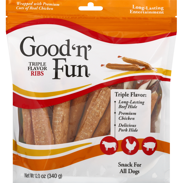 Dog Food & Care Good 'n' Fun Ribs, Triple Flavor hero